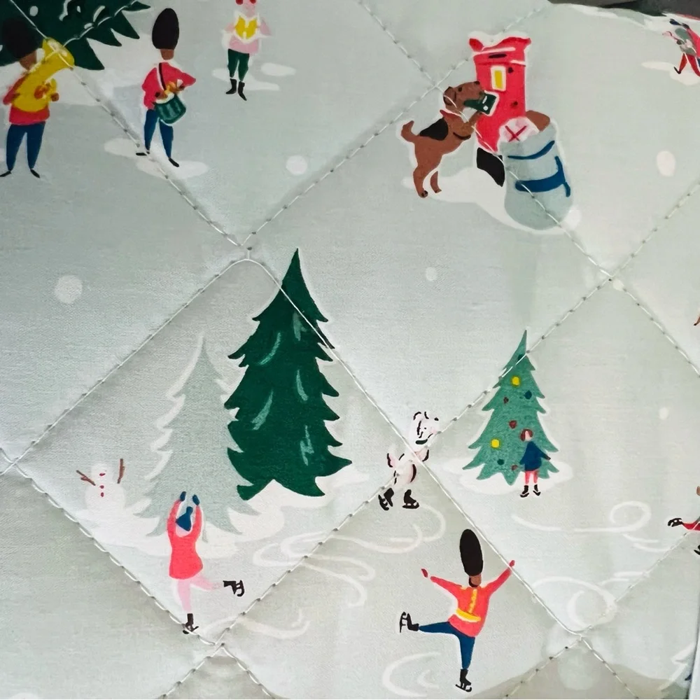⚡️Cath Kidston® London Holidays SNOW DAY-DUCK EGG Cotton Quilt, Queen Size, NWT